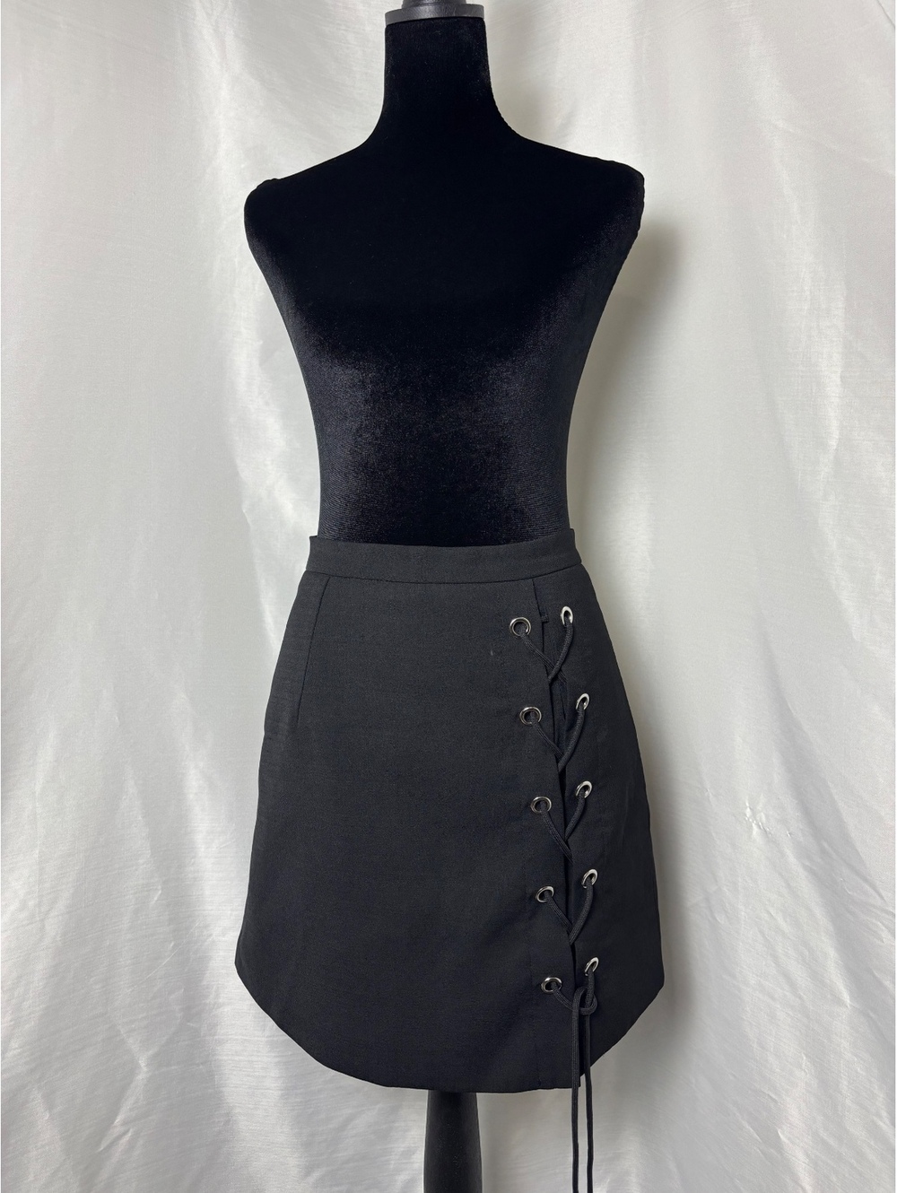 Vintage Chicwish Black Skirt with Lace-Up Detail - Size Medium